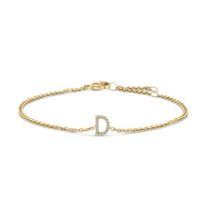 10K White Gold Diamond Accent "A" Initial Charm and Link Bracelet Bids.com
