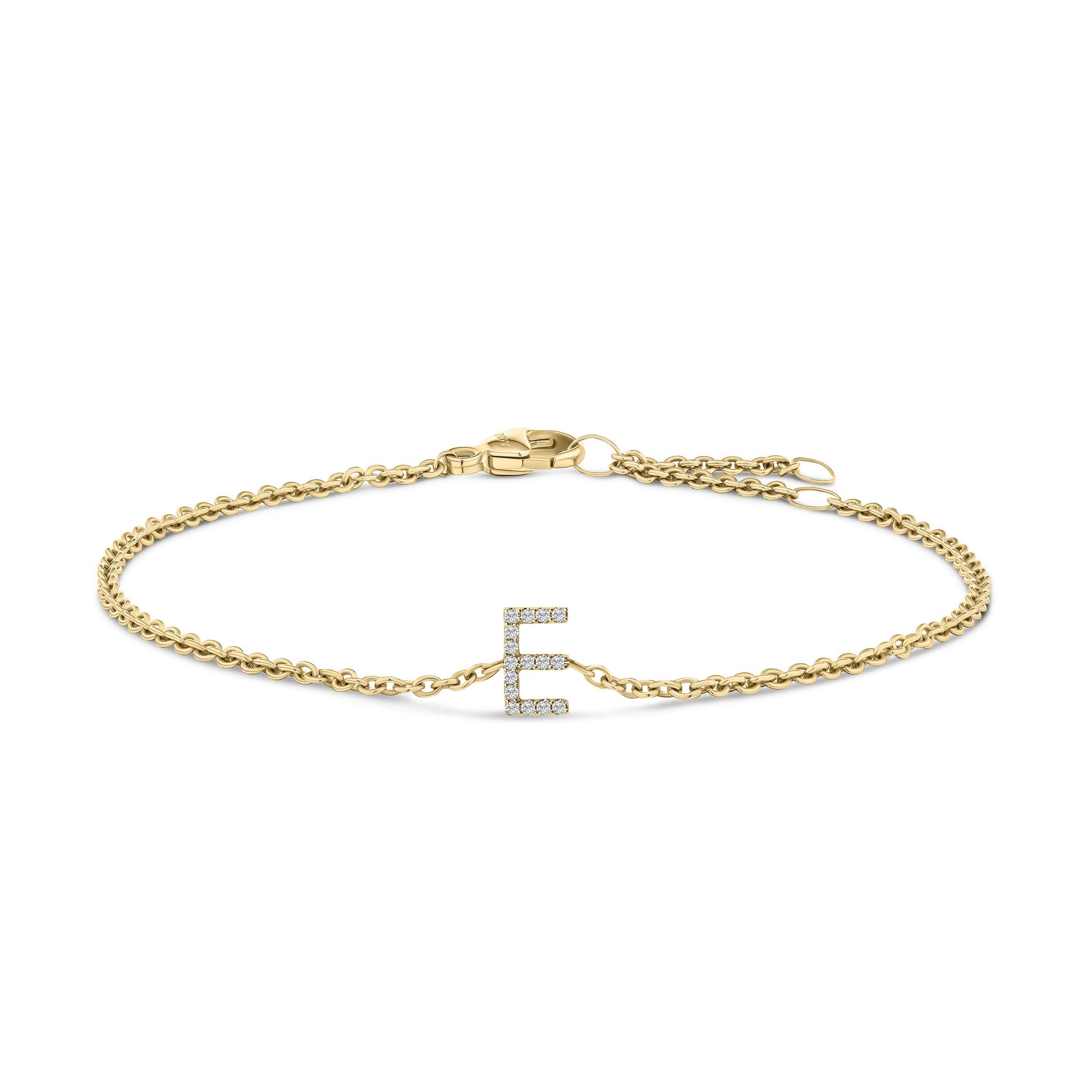 10K White Gold Diamond Accent "A" Initial Charm and Link Bracelet Bids.com