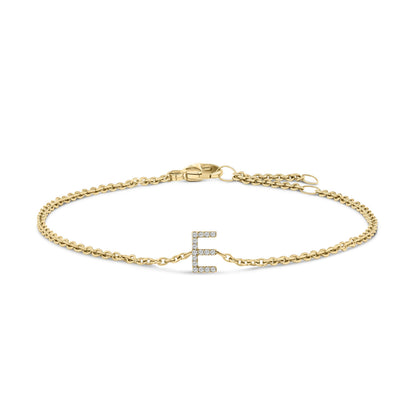 10K White Gold Diamond Accent "A" Initial Charm and Link Bracelet Bids.com