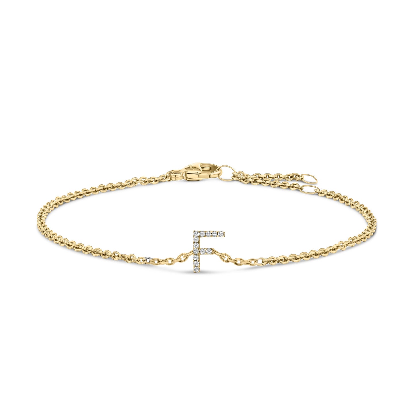 10K White Gold Diamond Accent "A" Initial Charm and Link Bracelet Bids.com