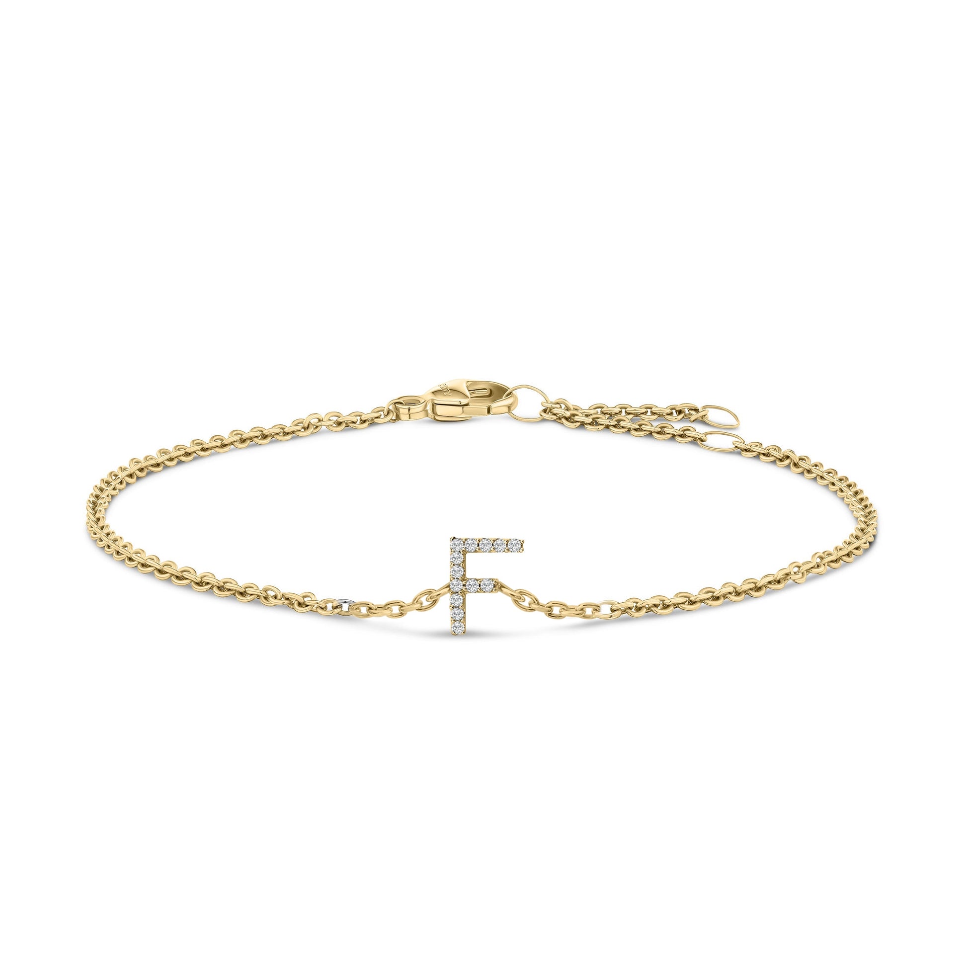 10K White Gold Diamond Accent "A" Initial Charm and Link Bracelet Bids.com