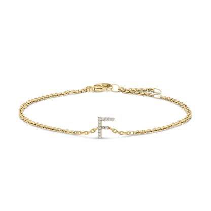 10K White Gold Diamond Accent "A" Initial Charm and Link Bracelet Bids.com