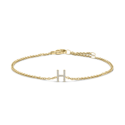 10K White Gold Diamond Accent "A" Initial Charm and Link Bracelet Bids.com