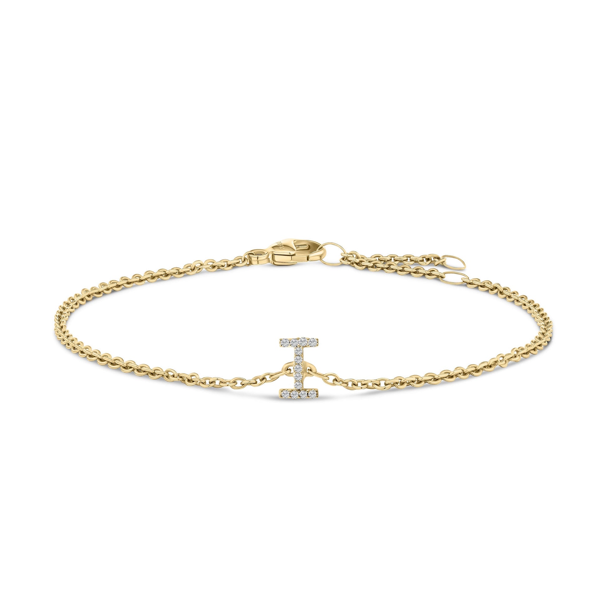 10K White Gold Diamond Accent "A" Initial Charm and Link Bracelet Bids.com