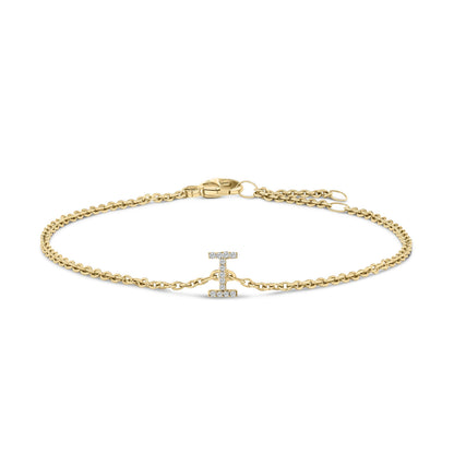 10K White Gold Diamond Accent "A" Initial Charm and Link Bracelet Bids.com
