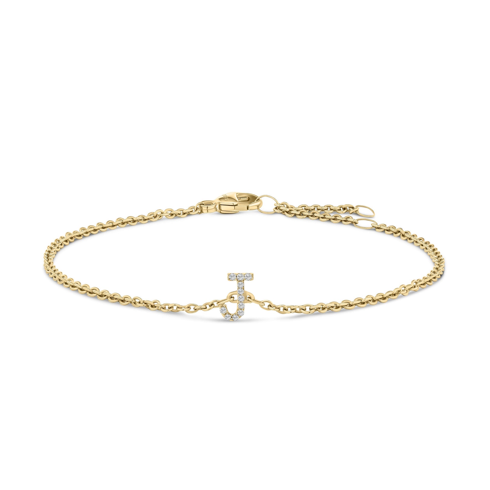 10K White Gold Diamond Accent "A" Initial Charm and Link Bracelet Bids.com