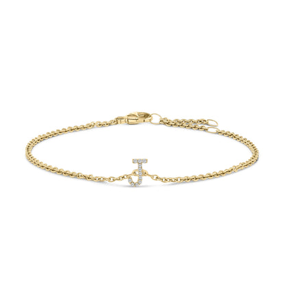10K White Gold Diamond Accent "A" Initial Charm and Link Bracelet Bids.com
