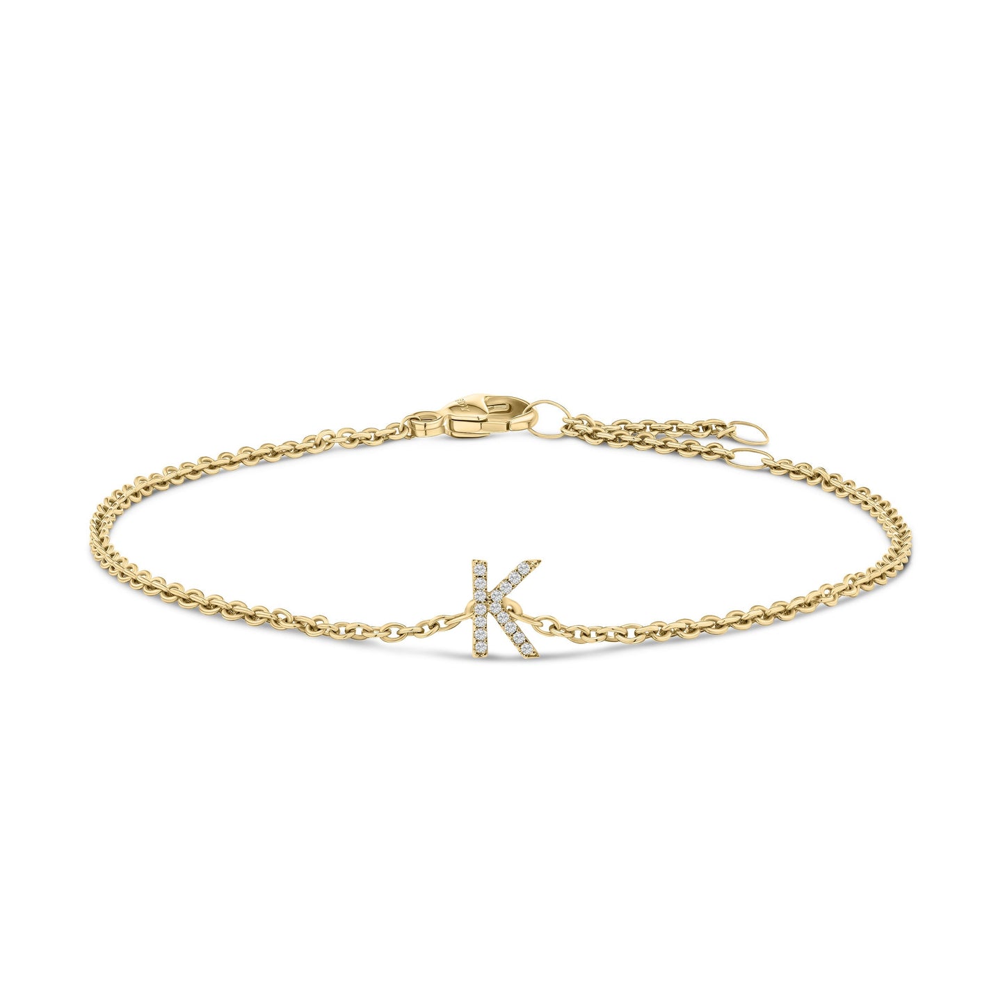 10K White Gold Diamond Accent "A" Initial Charm and Link Bracelet Bids.com
