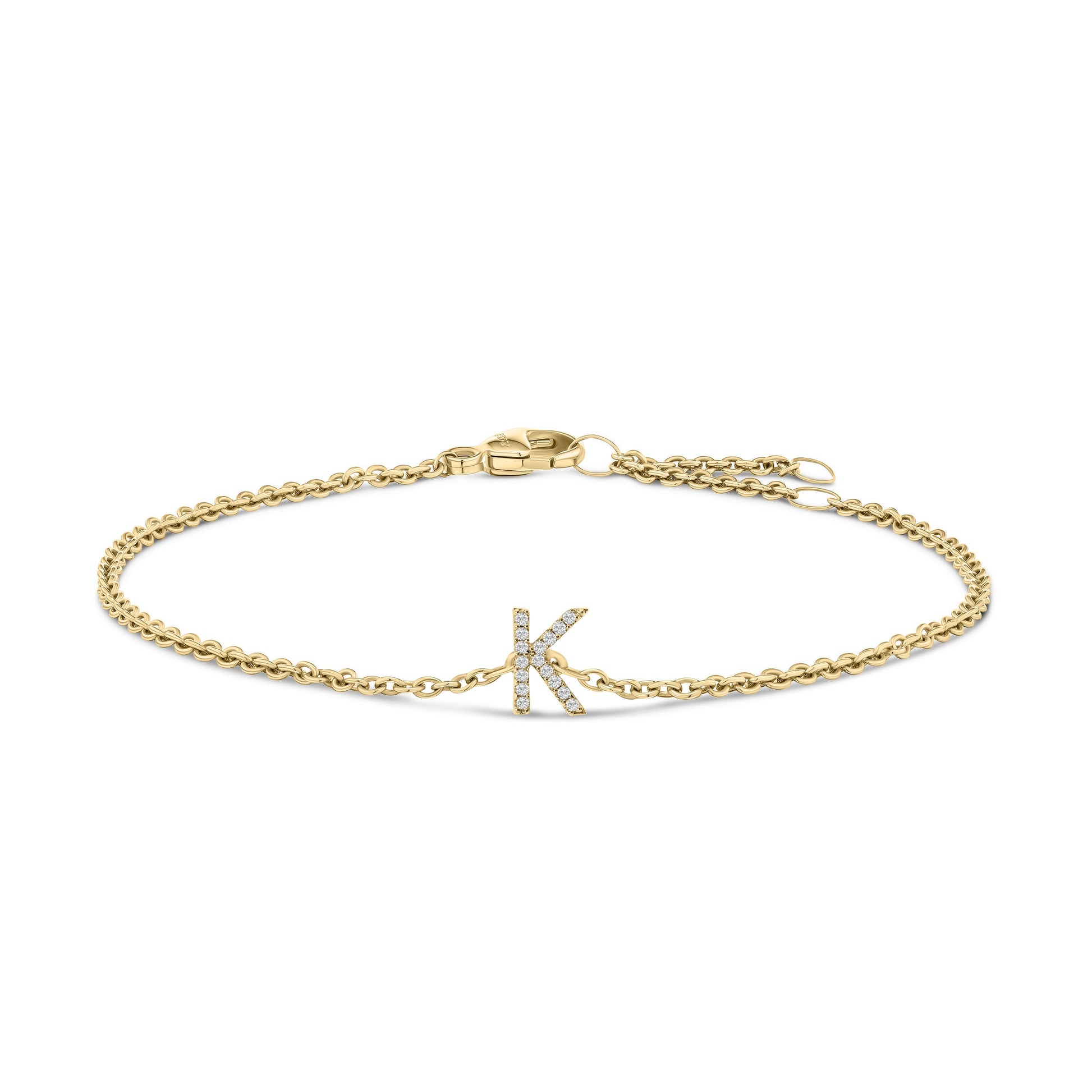 10K White Gold Diamond Accent "A" Initial Charm and Link Bracelet Bids.com