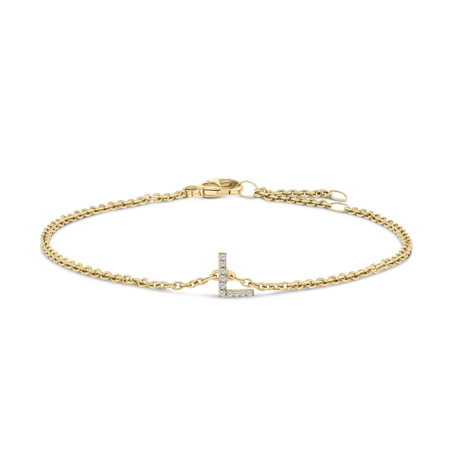 10K White Gold Diamond Accent "A" Initial Charm and Link Bracelet Bids.com