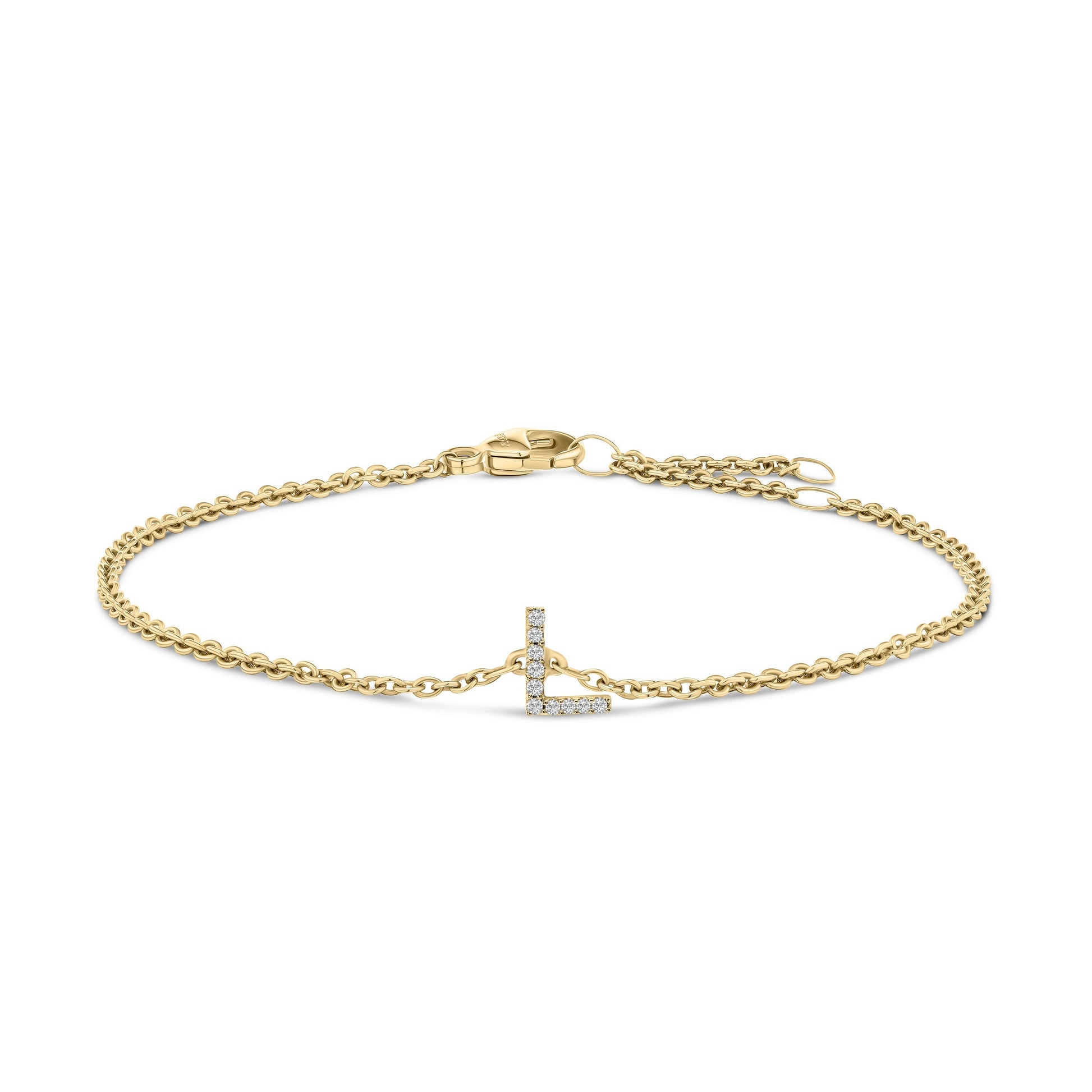 10K White Gold Diamond Accent "A" Initial Charm and Link Bracelet Bids.com