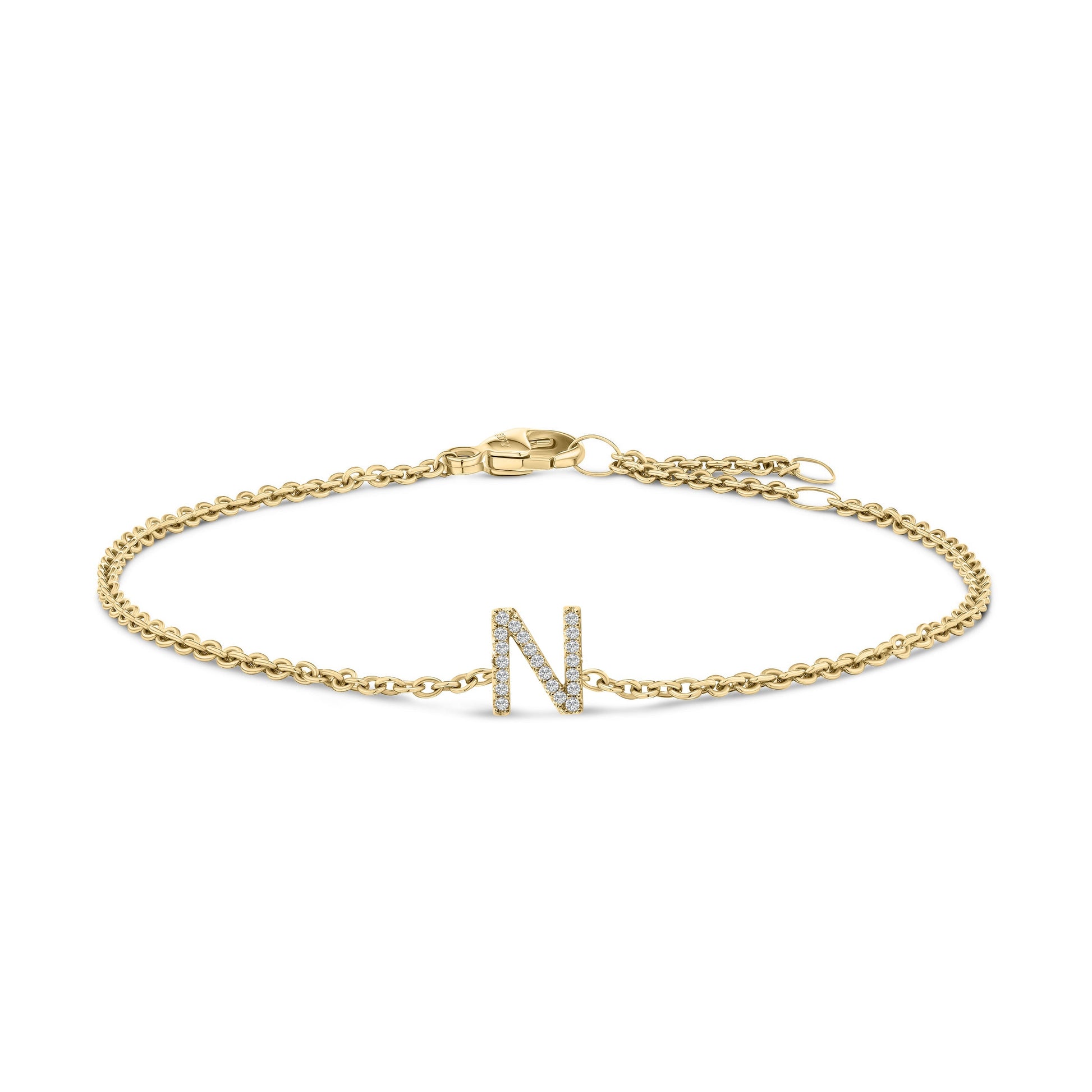 10K White Gold Diamond Accent "A" Initial Charm and Link Bracelet Bids.com