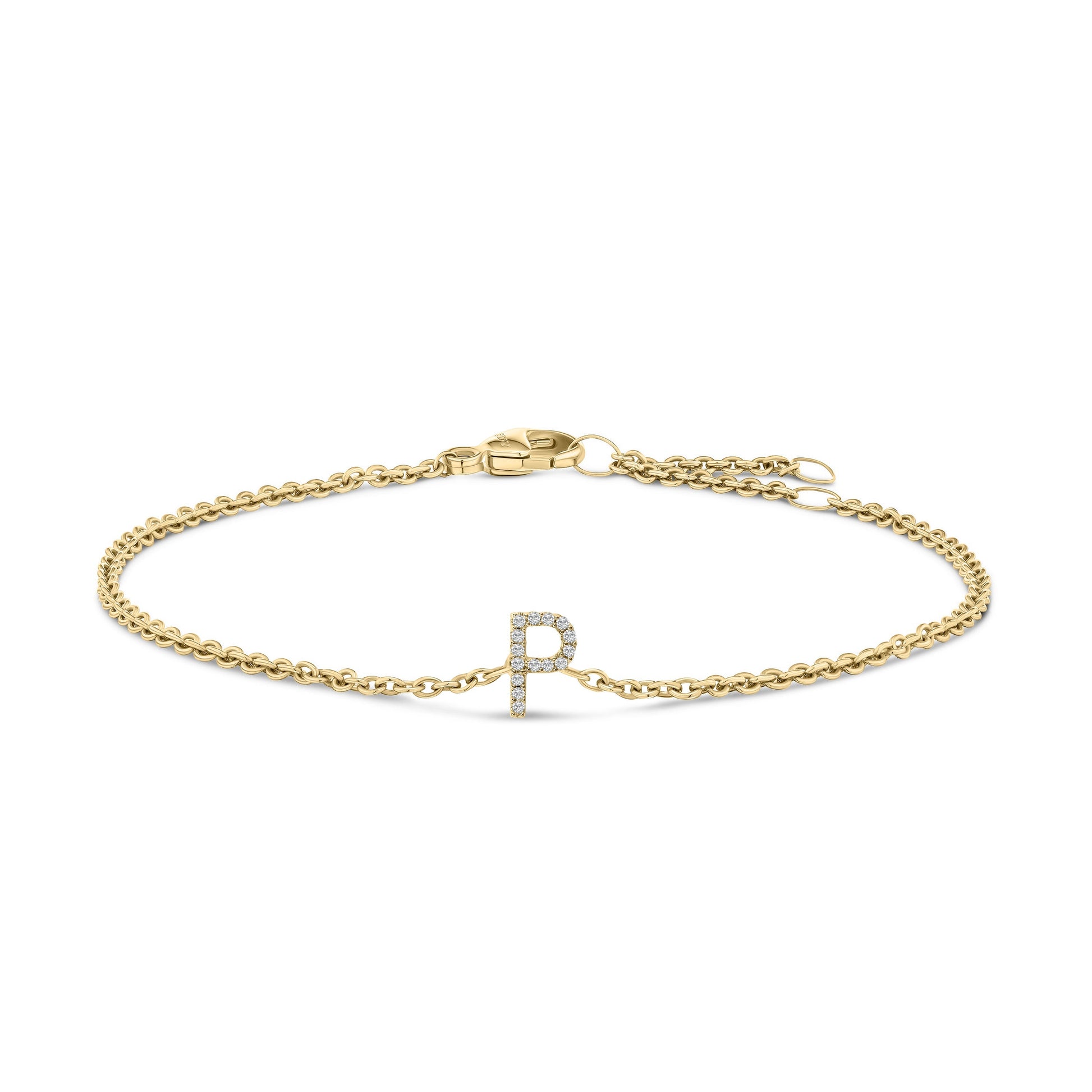 10K White Gold Diamond Accent "A" Initial Charm and Link Bracelet Bids.com