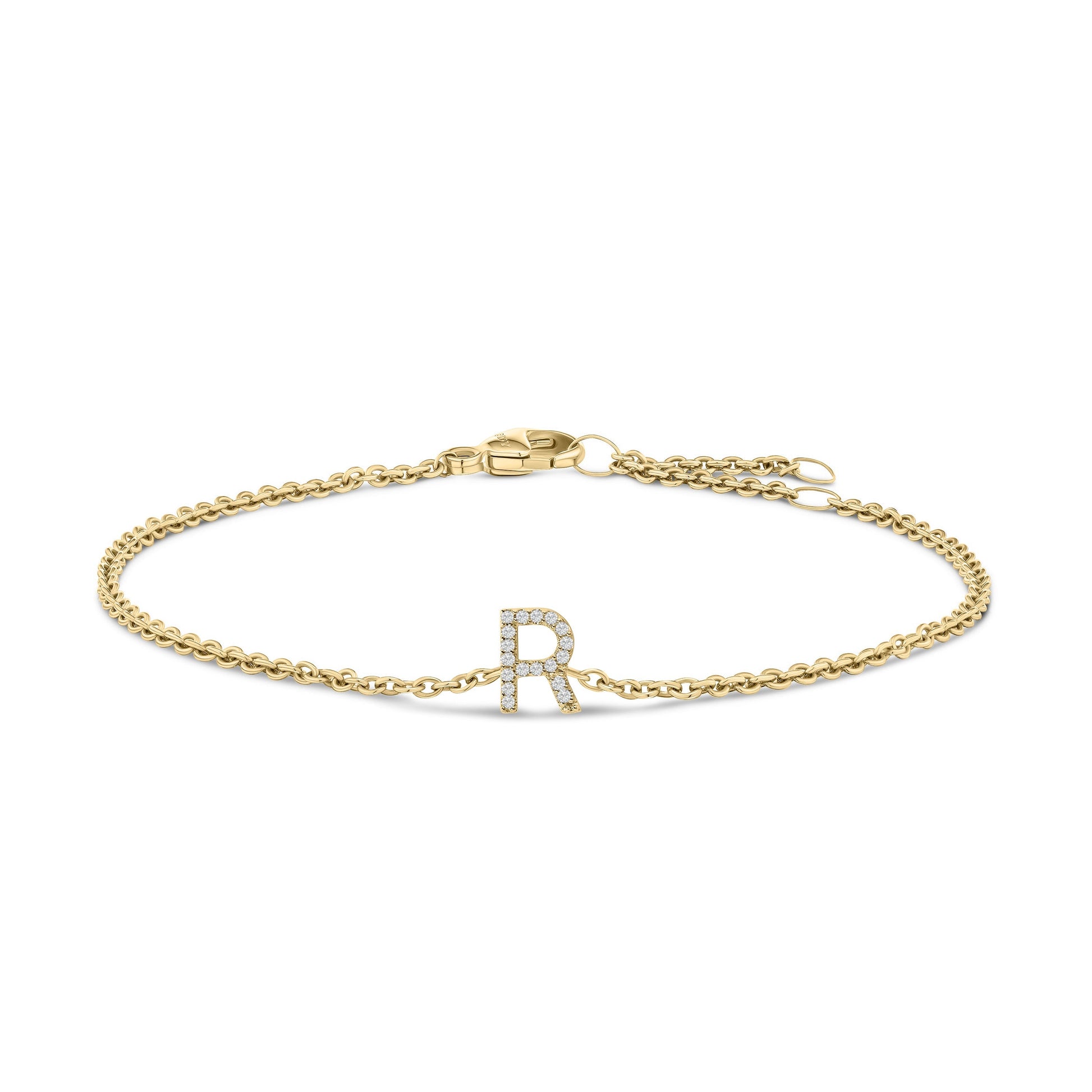 10K White Gold Diamond Accent "A" Initial Charm and Link Bracelet Bids.com