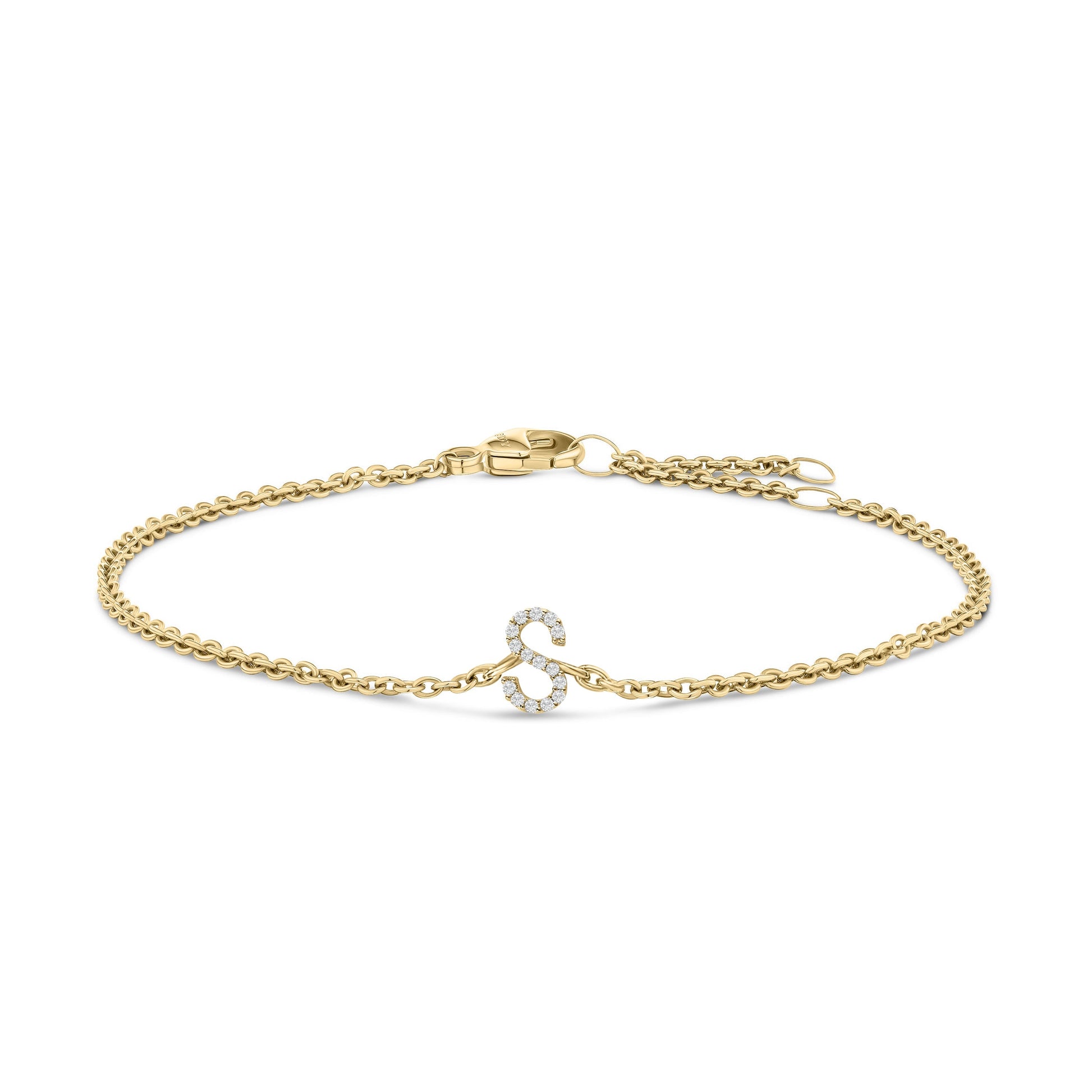 10K White Gold Diamond Accent "A" Initial Charm and Link Bracelet Bids.com