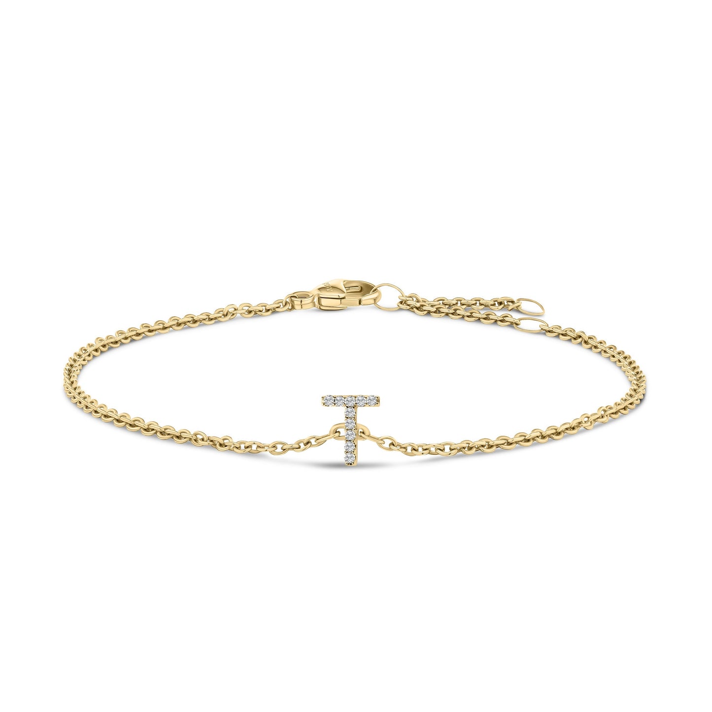 10K White Gold Diamond Accent "A" Initial Charm and Link Bracelet Bids.com