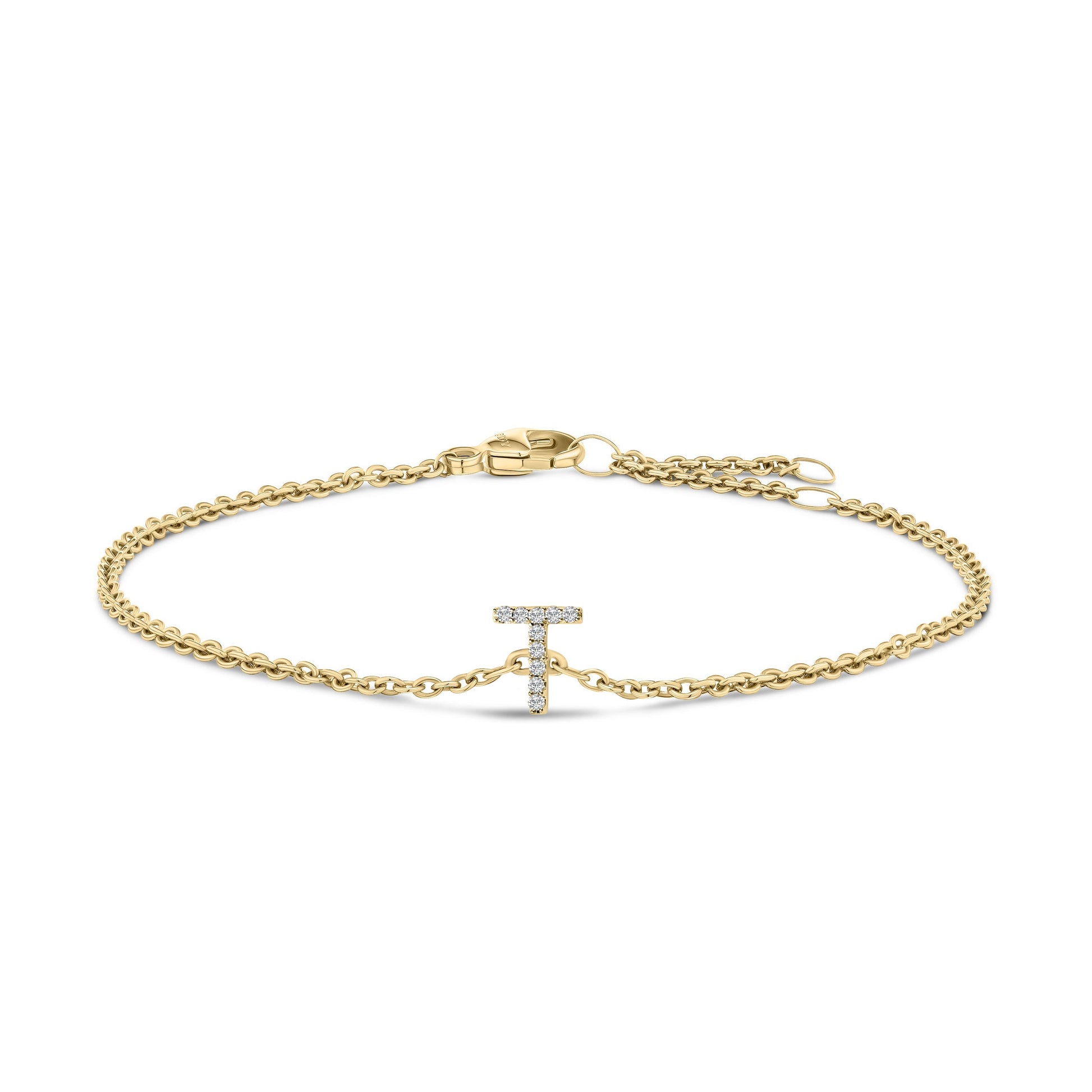 10K White Gold Diamond Accent "A" Initial Charm and Link Bracelet Bids.com