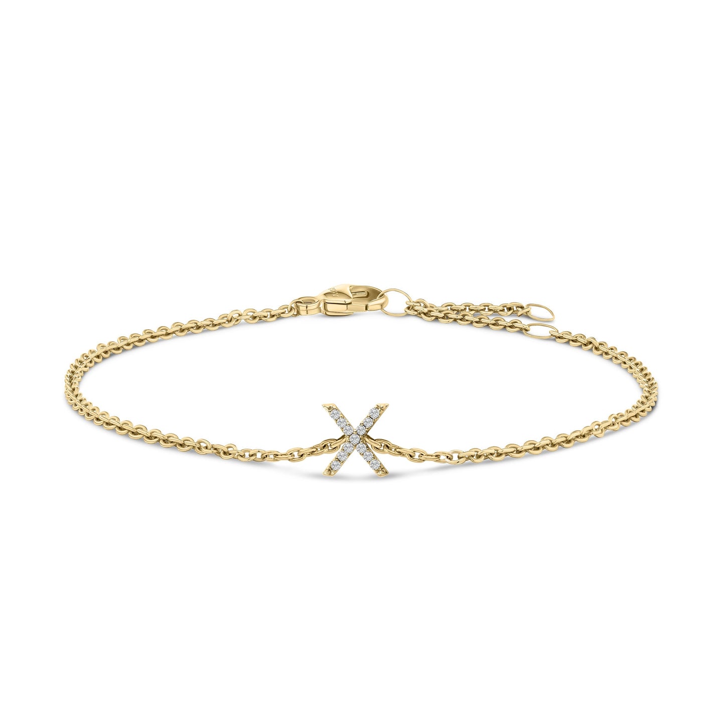 10K White Gold Diamond Accent "A" Initial Charm and Link Bracelet Bids.com