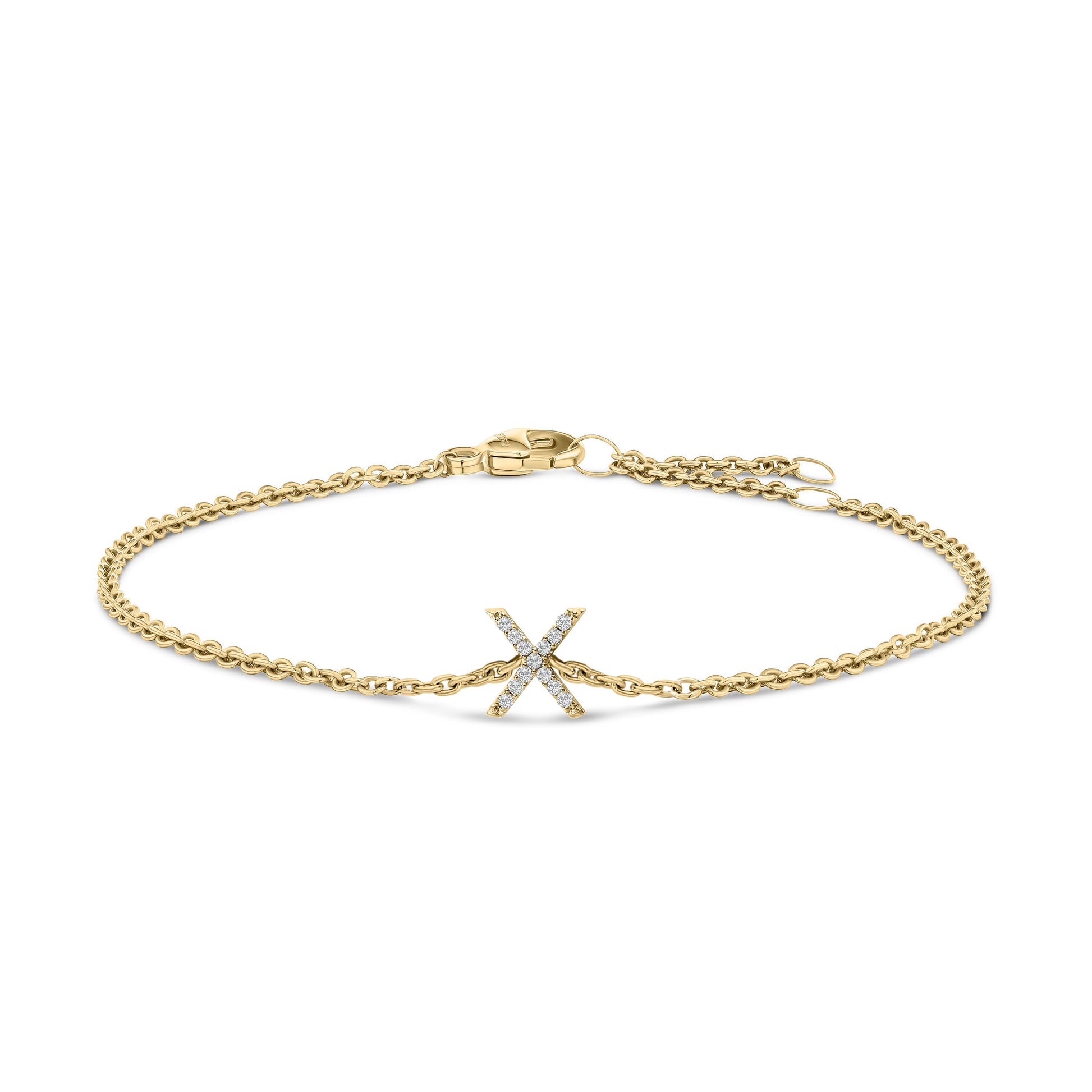 10K White Gold Diamond Accent "A" Initial Charm and Link Bracelet Bids.com