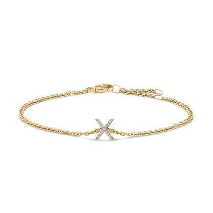 10K White Gold Diamond Accent "A" Initial Charm and Link Bracelet Bids.com