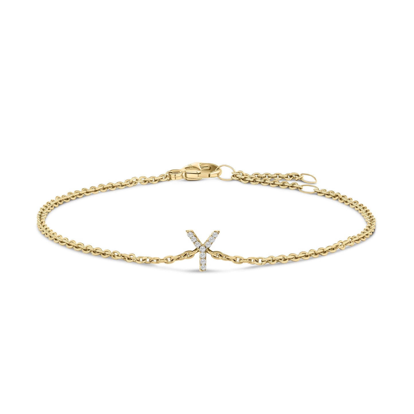 10K White Gold Diamond Accent "A" Initial Charm and Link Bracelet Bids.com