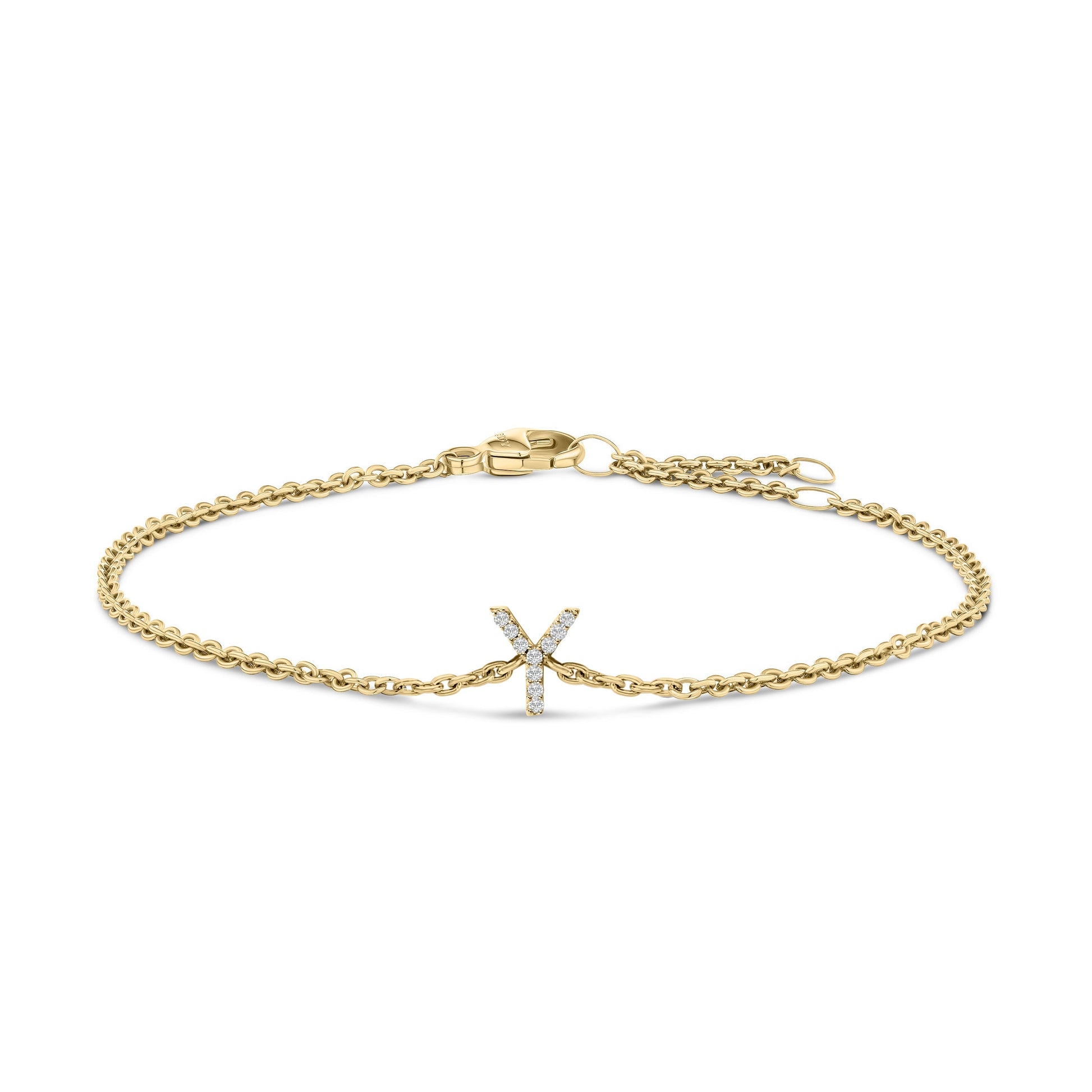 10K White Gold Diamond Accent "A" Initial Charm and Link Bracelet Bids.com
