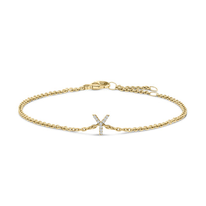 10K White Gold Diamond Accent "A" Initial Charm and Link Bracelet Bids.com