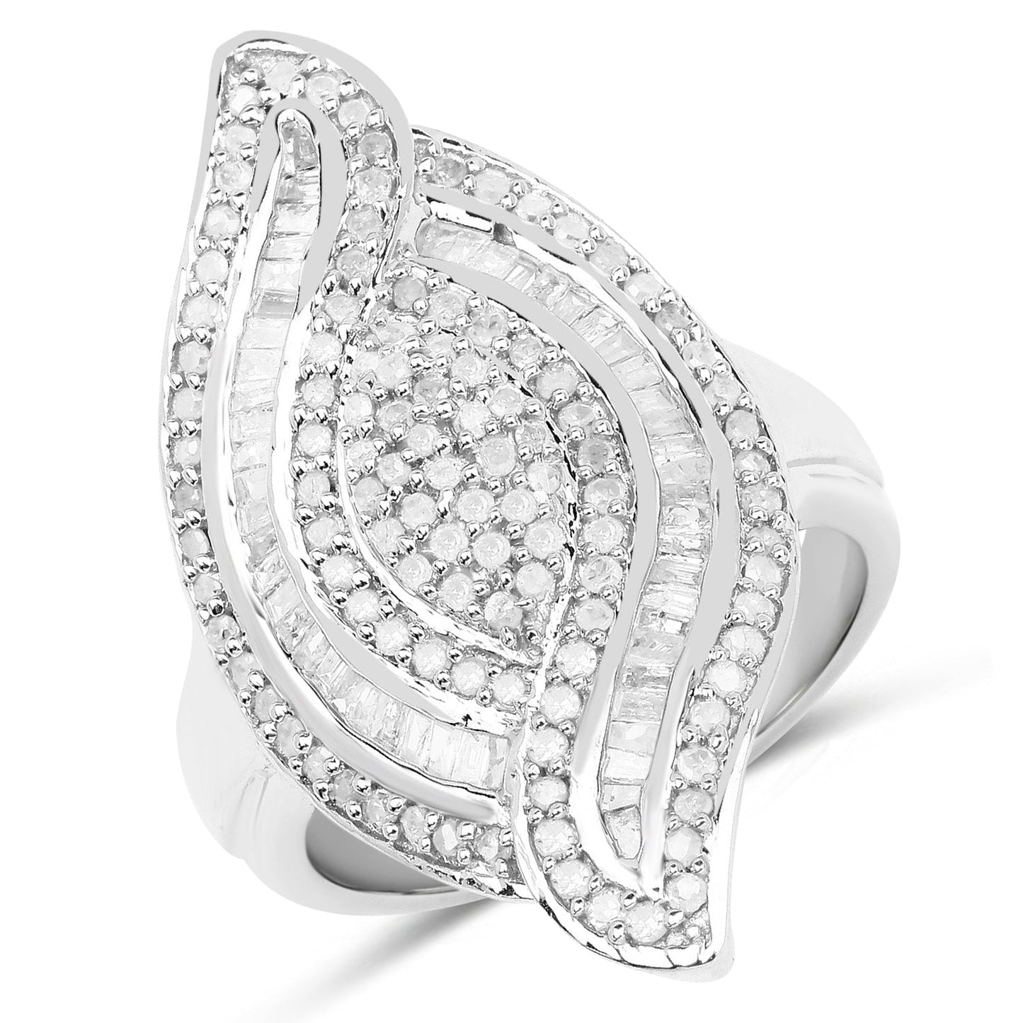 1.22 Carat Genuine White Diamond .925 Sterling Silver Ring Bids.com