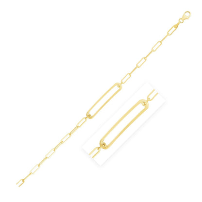 14k Yellow Gold High Polish Open Curved Paperclip Bracelet Bids.com