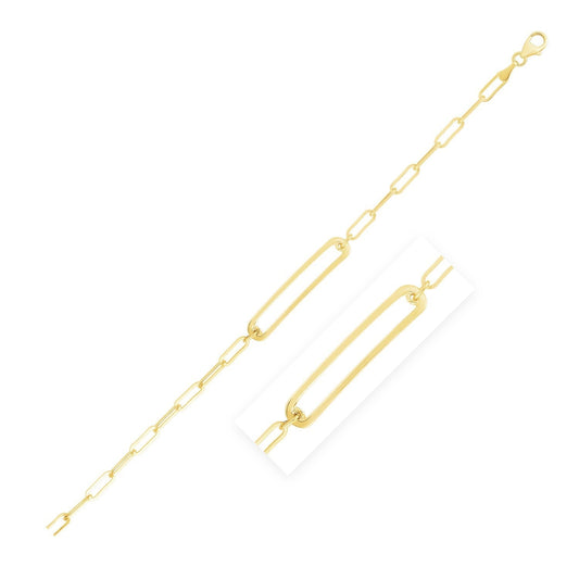 14k Yellow Gold High Polish Open Curved Paperclip Bracelet Bids.com