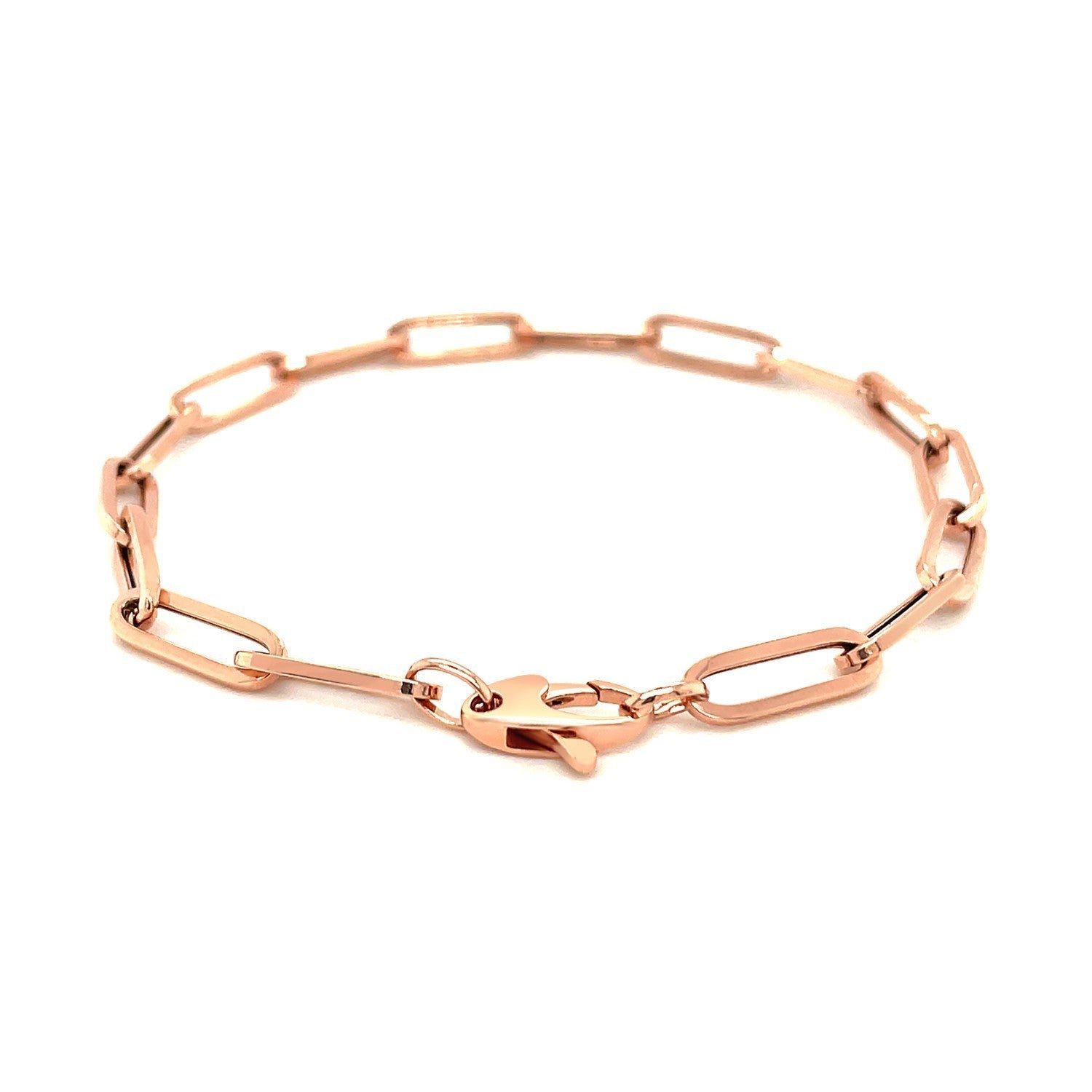 14K Rose Gold Extra Wide Paperclip Chain Bracelet Bids.com
