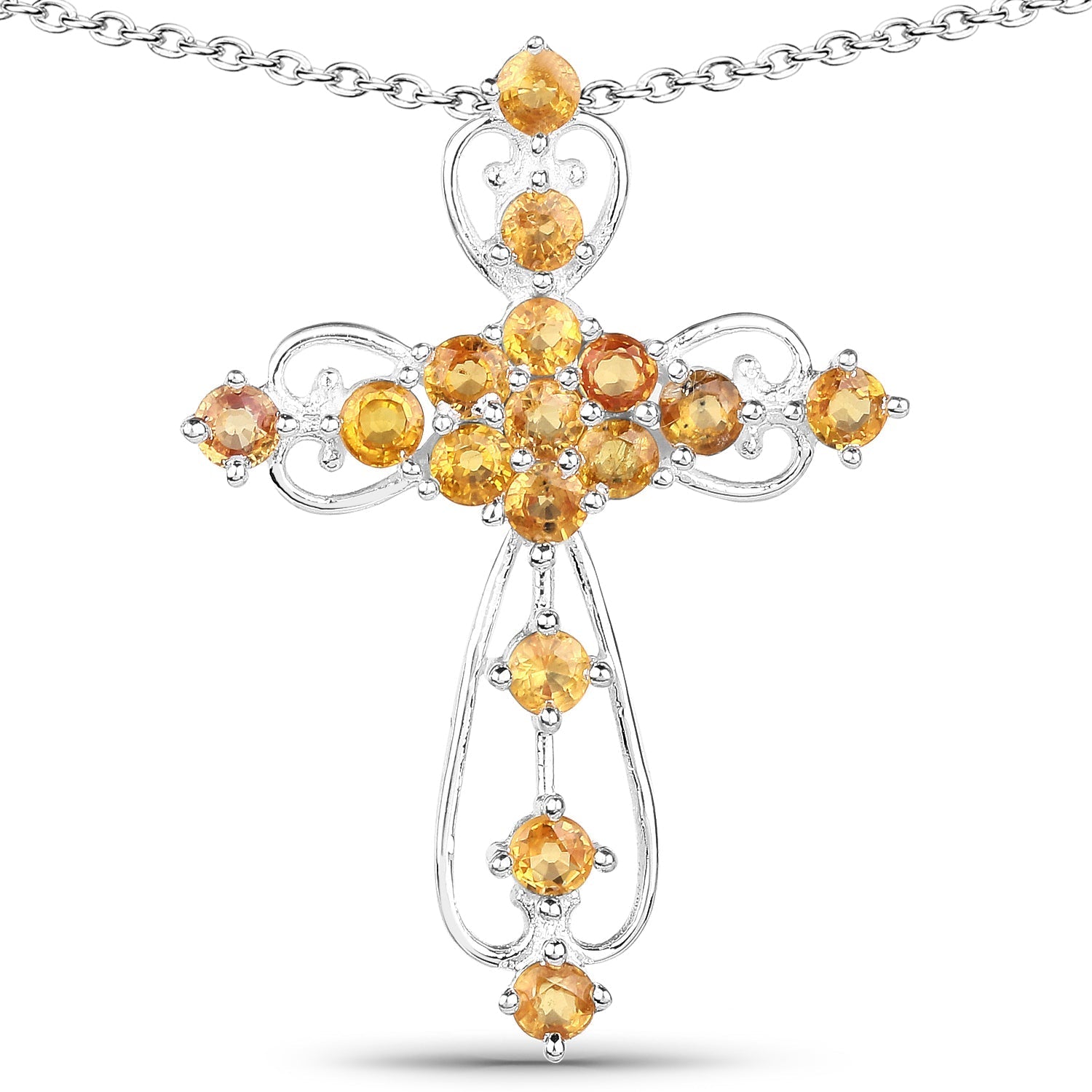 2.24 Carat Genuine Yellow Sapphire .925 Sterling Silver Pendant Bids.com