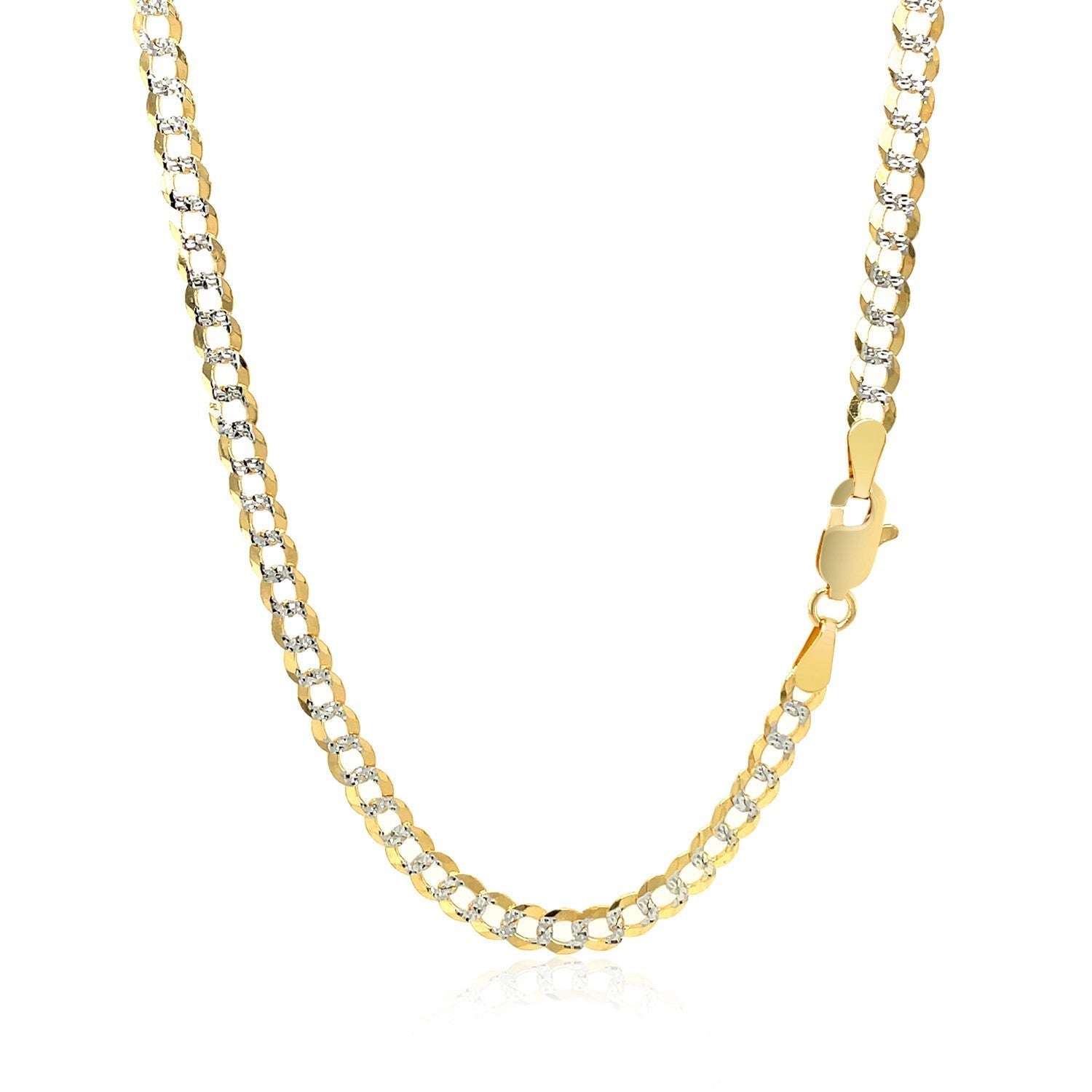 3.6 mm 14k Two Tone Gold Pave Curb Chain Bids.com