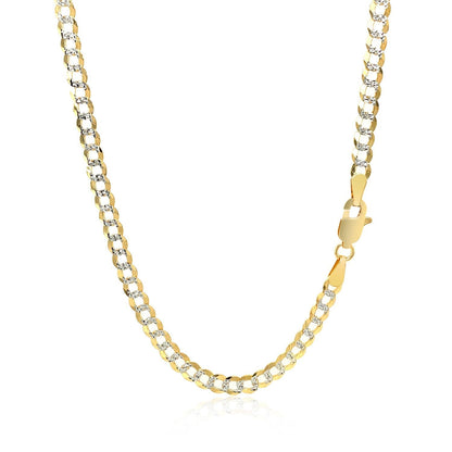 3.6 mm 14k Two Tone Gold Pave Curb Chain Bids.com