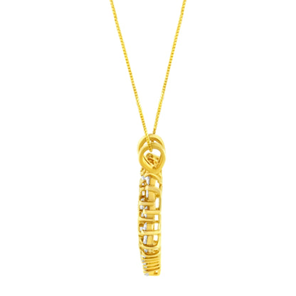 14K Yellow Gold Plated .925 Sterling Silver Brilliant-Cut Diamond Open Heart 18" Pendant Necklace (K-L Color, I1-I2 Clarity) Bids.com