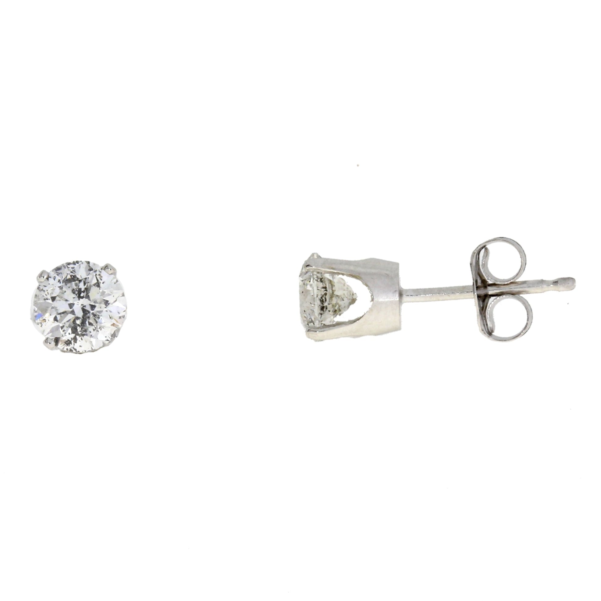 Genuine 1.00ct Diamond Stud Earrings 14KT White Gold Bids.com