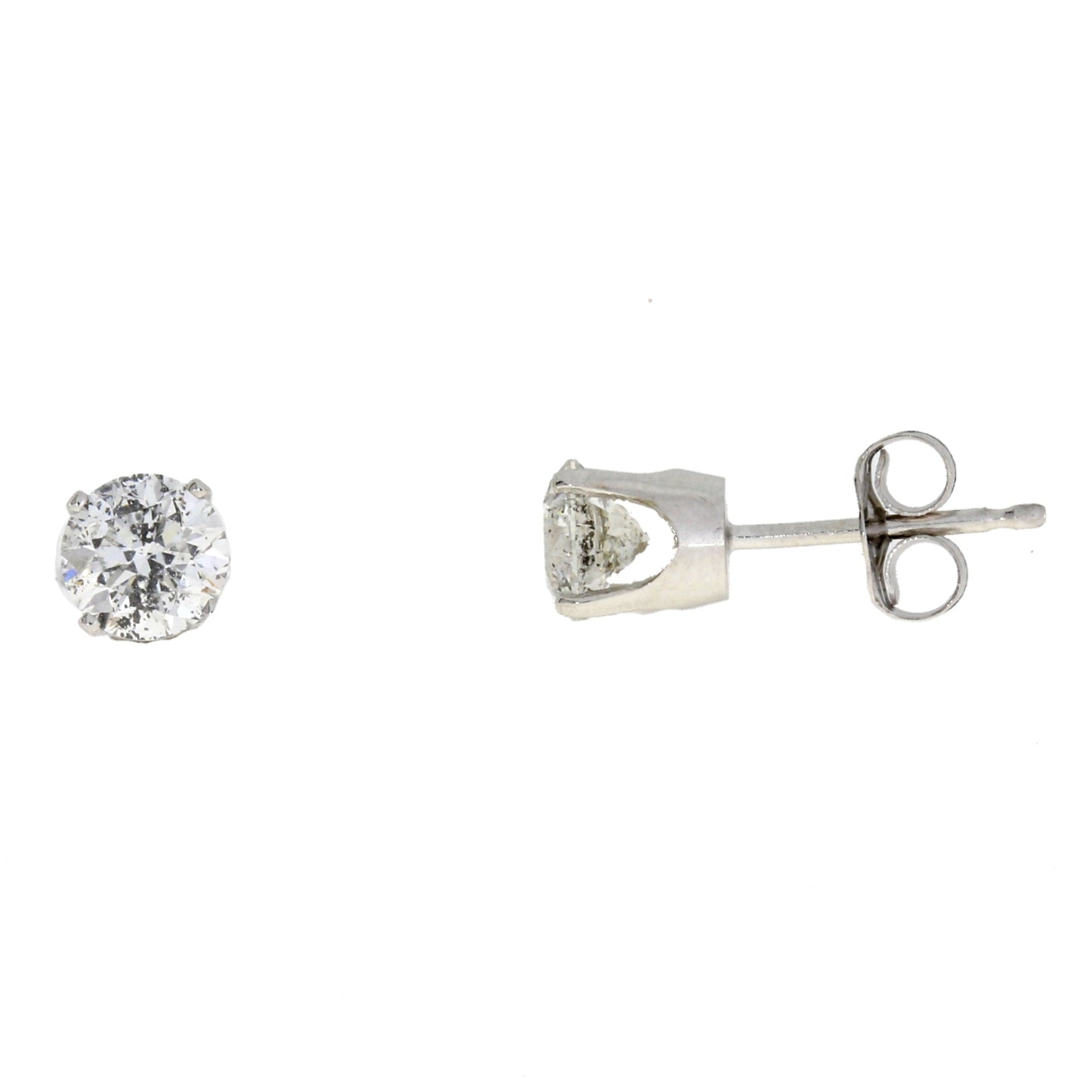 Genuine 1.00ct Diamond Stud Earrings 14KT White Gold Bids.com