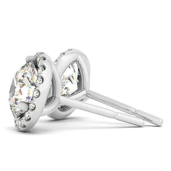 14k White Gold Round Prong Halo Style Earrings (1 cttw) Bids.com