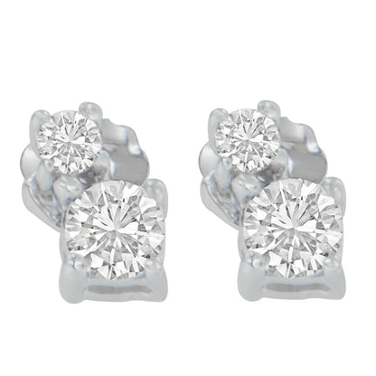 14K White Gold 1/2 cttw Round Cut Diamond Earrings (H-I, SI2-I1) Bids.com