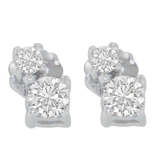 14K White Gold 1/2 cttw Round Cut Diamond Earrings (H-I, SI2-I1) Bids.com