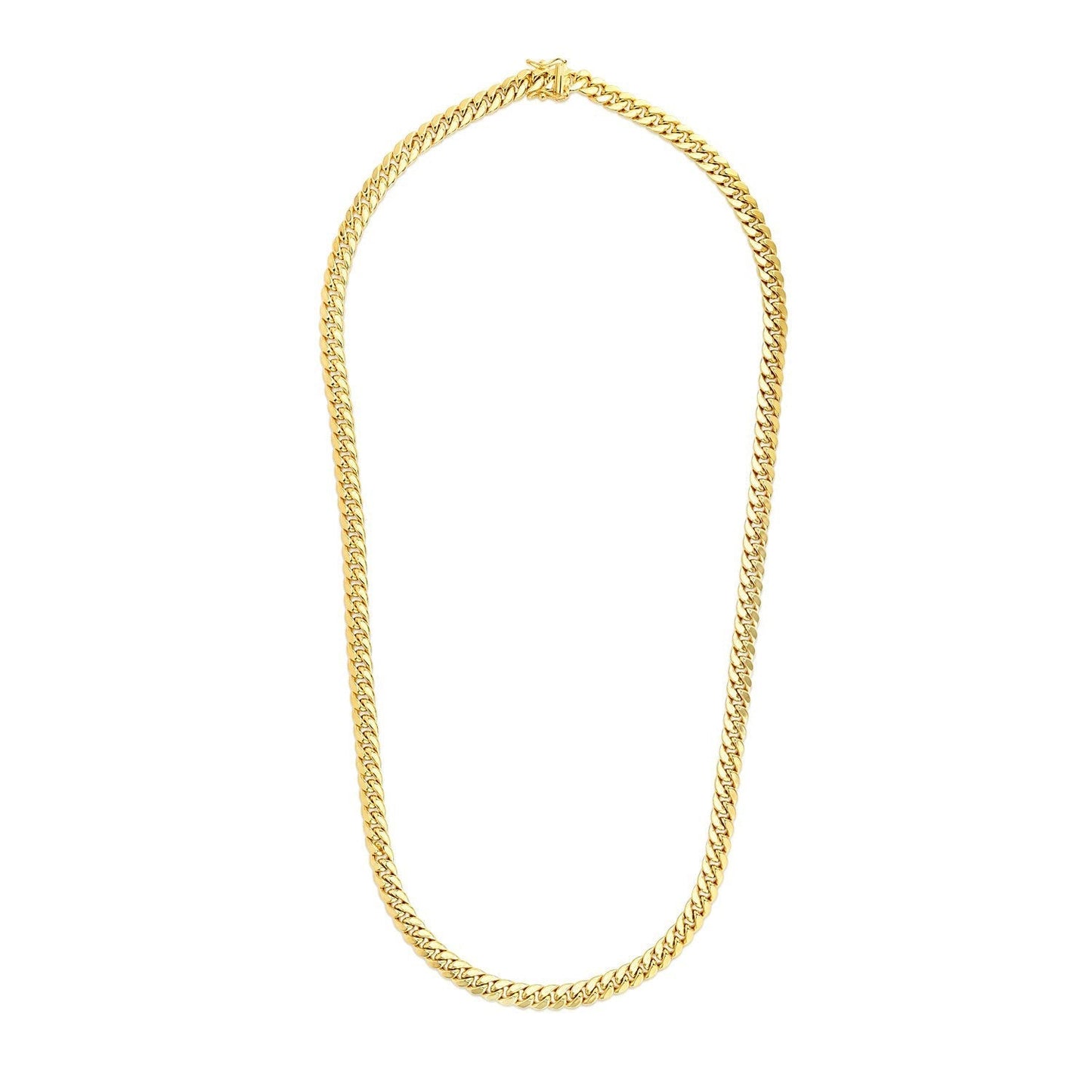 6.9mm 14k Yellow Gold Semi Solid Miami Cuban Chain Bids.com