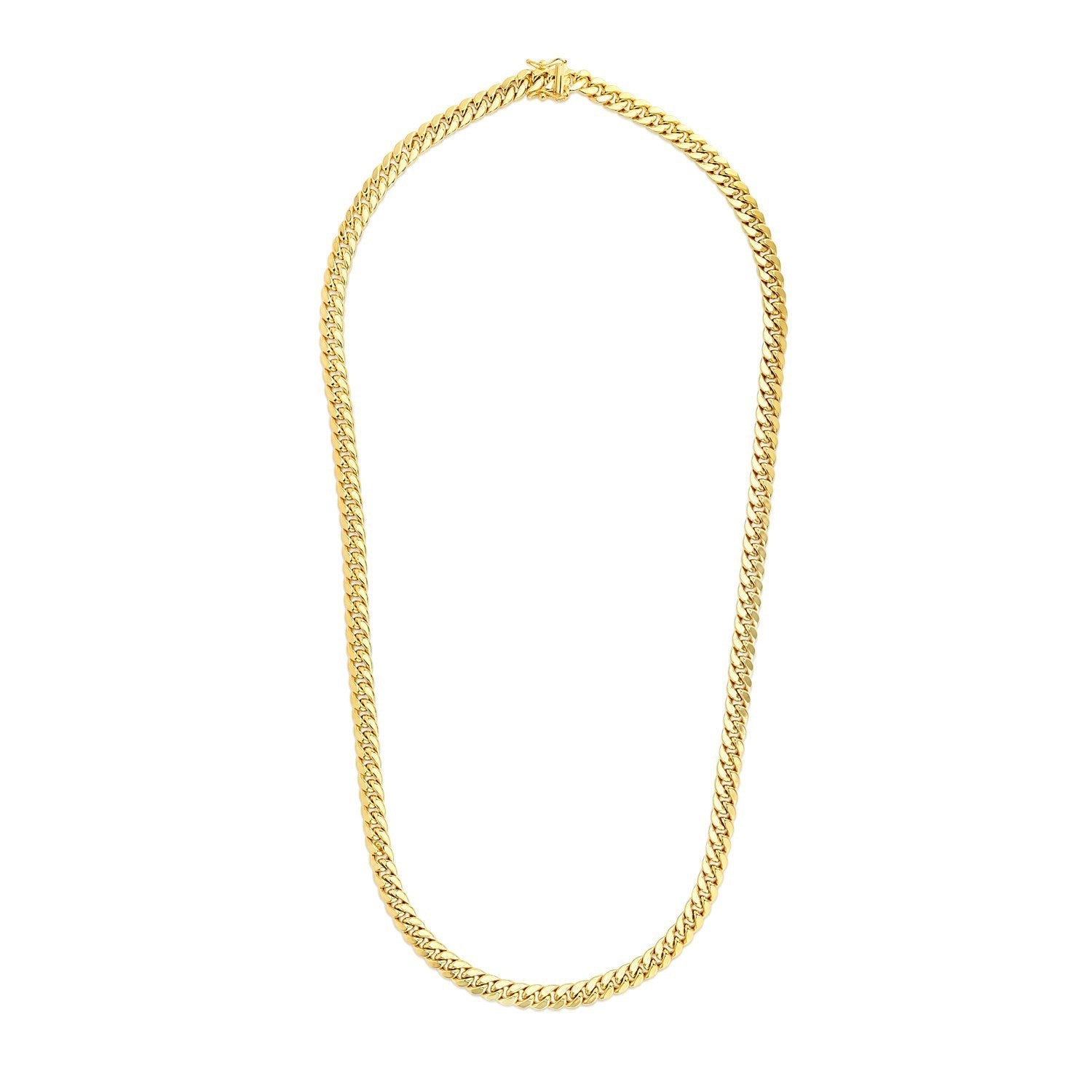 6.9mm 14k Yellow Gold Semi Solid Miami Cuban Chain Bids.com