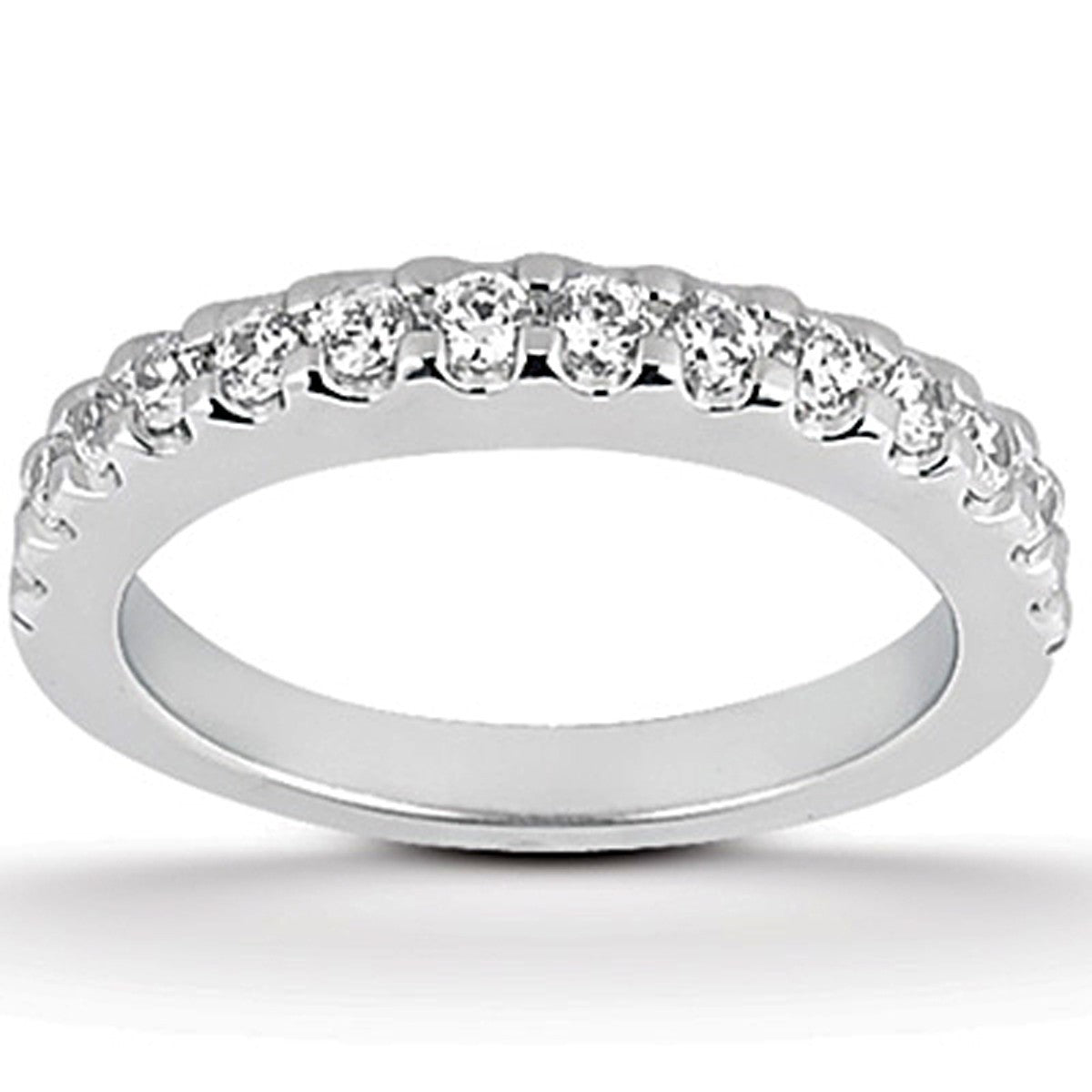 14k White Gold Shared Prong Diamond Wedding Ring Band Bids.com