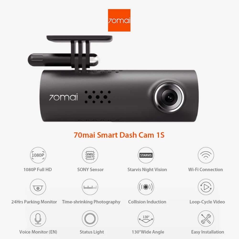 70mai Smart Dash Cam - 1S Car DVR 1080P HD Night Vision Voice Control DailySale