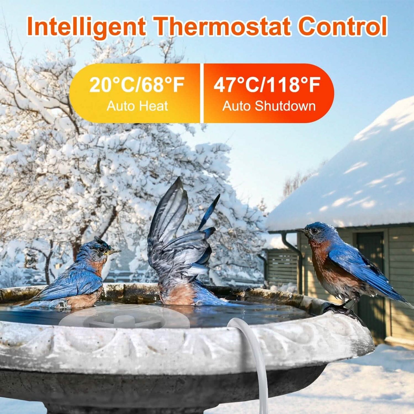 70W Bird Bath Deicer Aluminum Alloy Water Heater with Thermostat Auto Shutdown DailySale