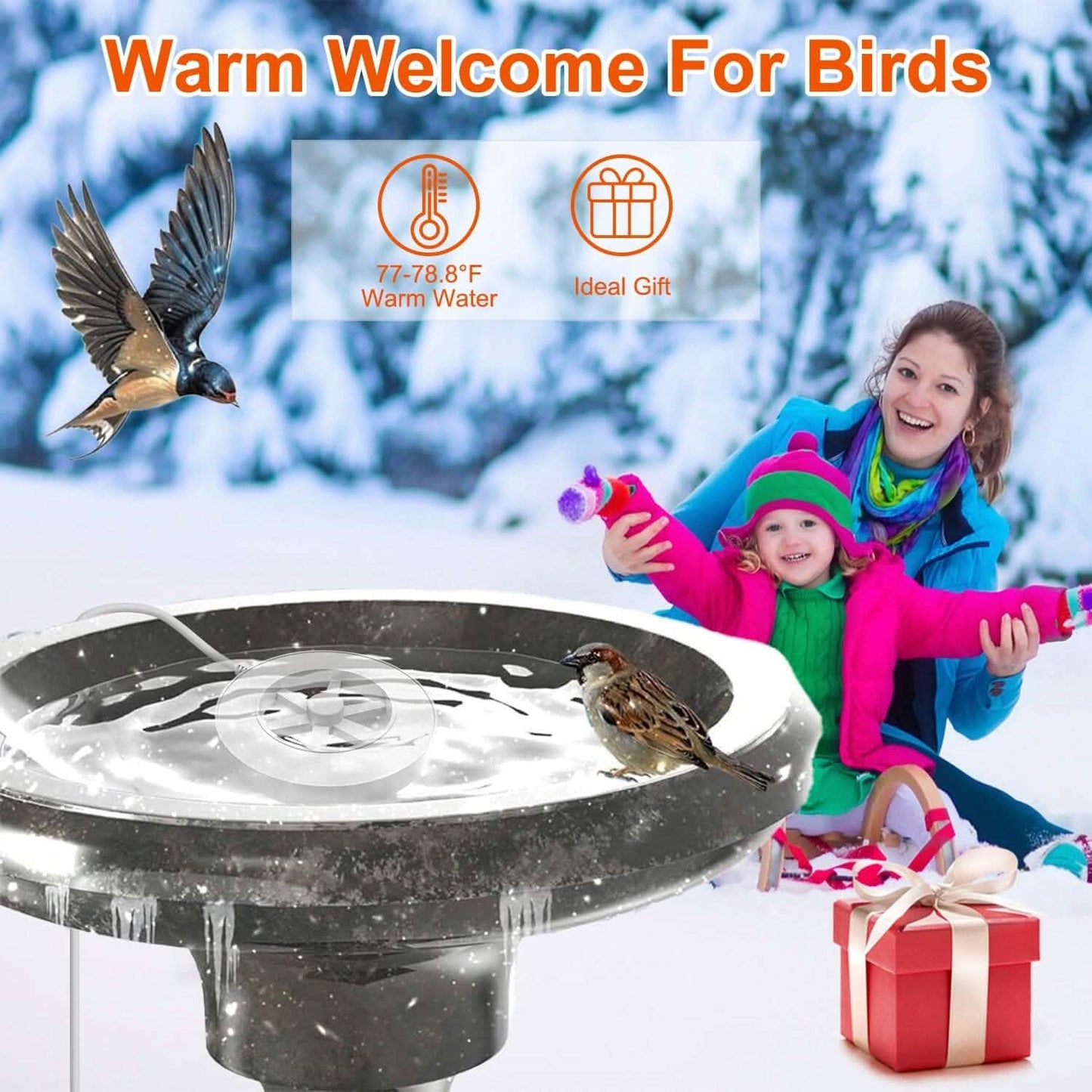 70W Bird Bath Deicer Aluminum Alloy Water Heater with Thermostat Auto Shutdown DailySale
