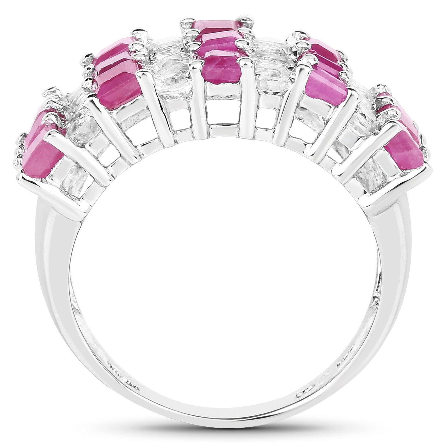 4.14 Carat Genuine Ruby and White Topaz .925 Sterling Silver Ring Bids.com