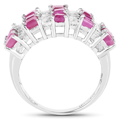4.14 Carat Genuine Ruby and White Topaz .925 Sterling Silver Ring Bids.com