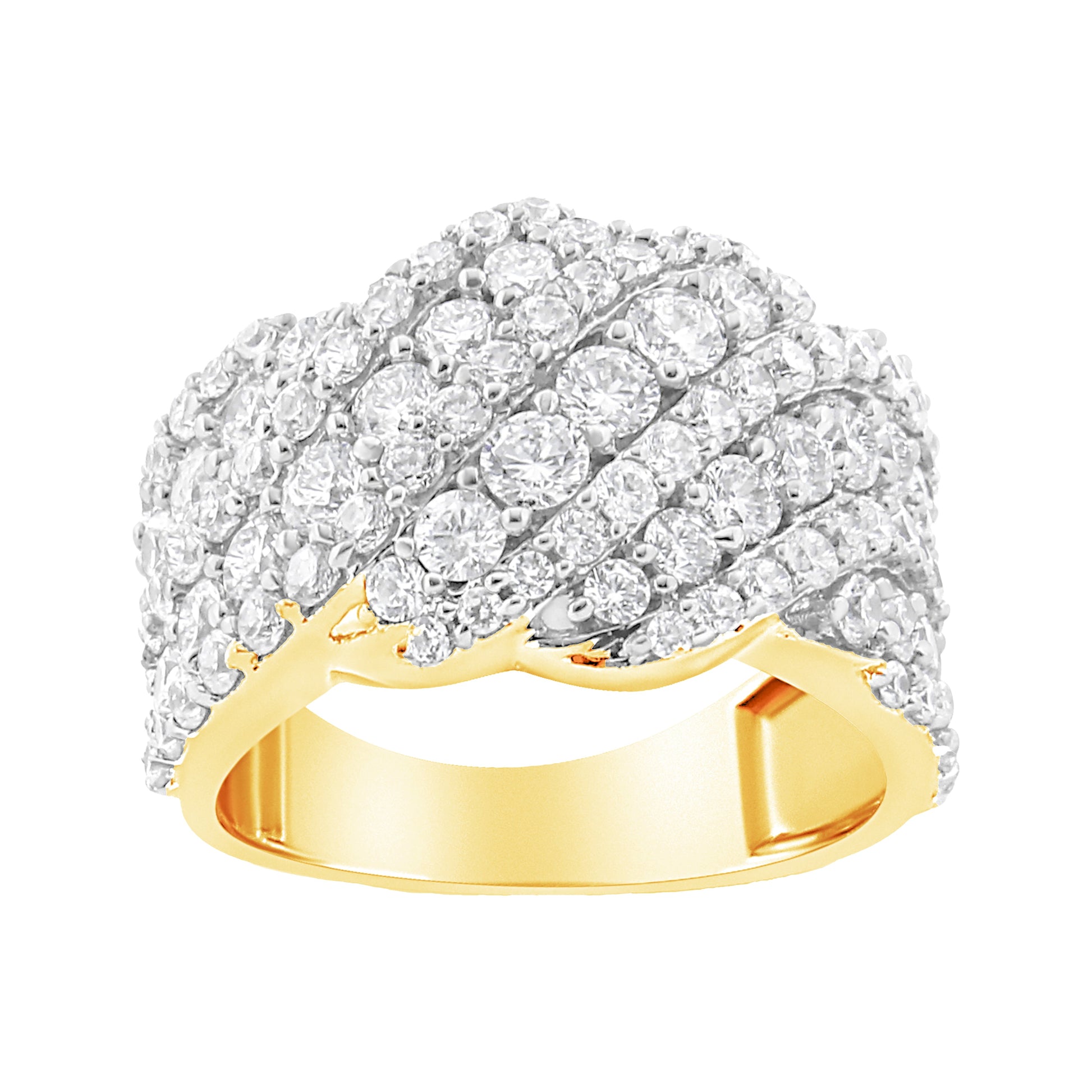 10K White Gold 3.00 Cttw Diamond Multi Row Cluster Band Ring (I-J Color, I3 Clarity) - Size 7 Bids.com