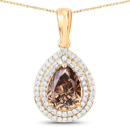 IGI Certified 2.01 Carat Genuine Brown Diamond Center and 0.29cttw White Diamond 18K Yellow Gold Pendant (2.30cttw) Bids.com
